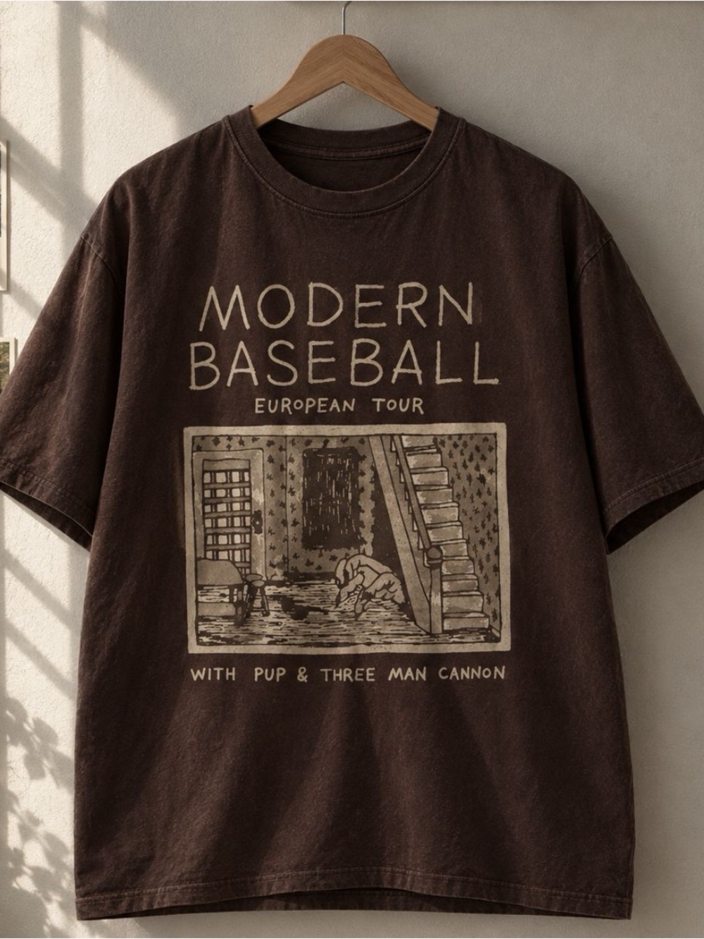 Gildan Brown Modern Baseball European Tour Graphic Tee